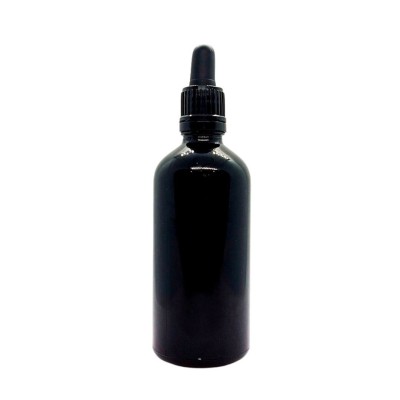 Flacon compte-gouttes en verre rechargeable de couleur noire (capacité de 30 ml et 100 ml)