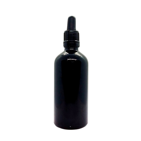 Flacon compte-gouttes en verre rechargeable de couleur noire (capacité de 100 ml)