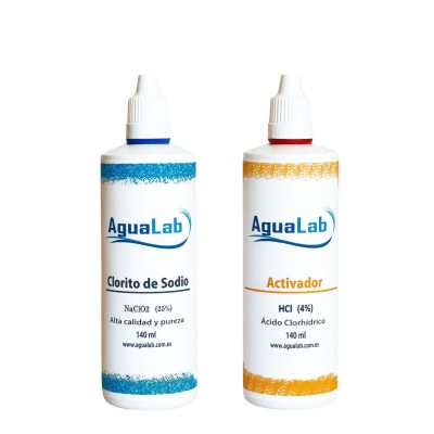 Kit Chlorite de Sodium 25% (140 ml) + Activateur - Acide Chlorhydrique 4% Kit Chlorite de Sodium 25% (140 ml) + Activateur - Acide Chlorhydrique 4%