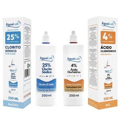 Kit Chlorite de Sodium 25% (250 ml) + Activateur - Acide Chlorhydrique 4% Kit Chlorite de Sodium 25% (250 ml) + Activateur - Acide Chlorhydrique 4%